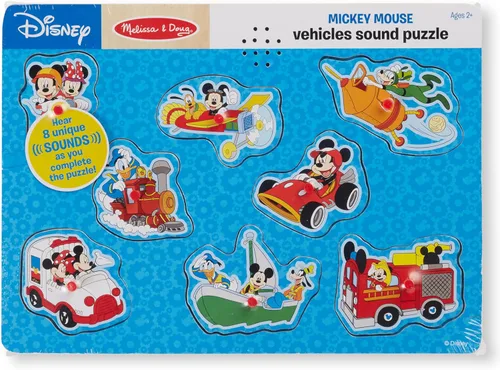 Vista 6 de Melissa & Doug Disney Mickey Mouse and Friends Vehicles Sound Puzzle (8 piezas)