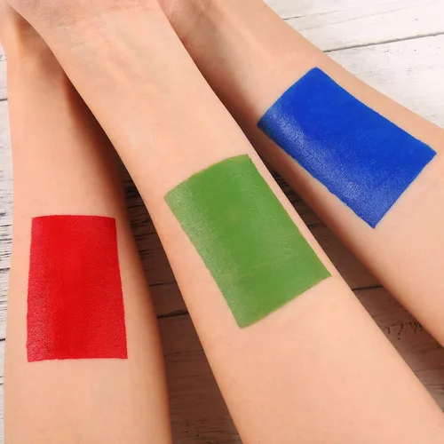 Vista 5 de BOBISUKA Pintura roja para rostro y cuerpo, paleta de pintura cremosa profesional a base de aceite para fiestas, Halloween, escenario, cosplay