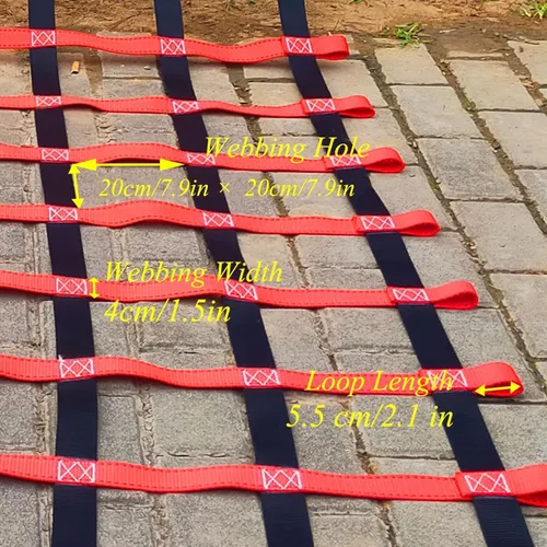 Vista 2 de Escalera de red ninja, escalada de carga, para niños, al aire libre, para adultos, para balcón, protección de valla, para ninja, campos