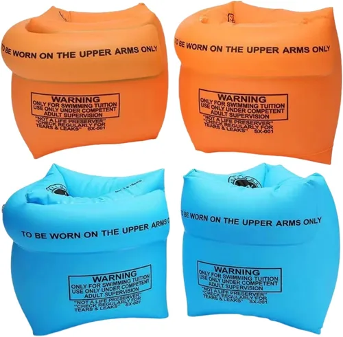Vista 10 de Paquete de 2 a 4 flotadores de brazo para niños y adultos, flotadores de piscina, anillo de natación inflable, mangas flotantes de PVC para niños