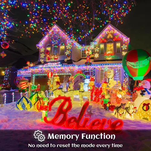 Vista 9 de Luces de carámbano, luces de Navidad de 33 pies con 400 LED, 75 caídas, 8 modos, enchufable e impermeable, para festividades, boda, fiesta, hogar