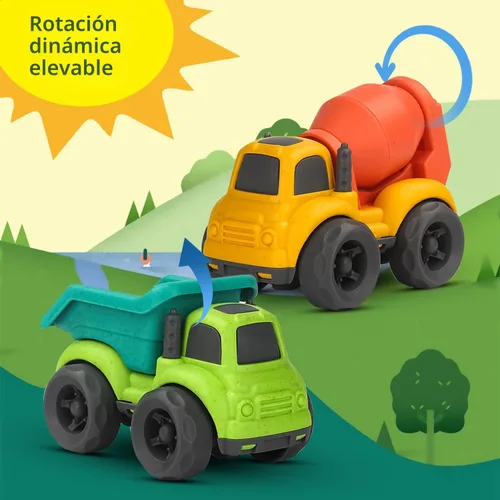 Vista 4 de Aigitoy Juguetes de automóvil para niños de 1 a 3 años, sin BPA, sin ftalatos, PVC, camión volquete, cemento mezclador, regalos de Pascua y Navidad