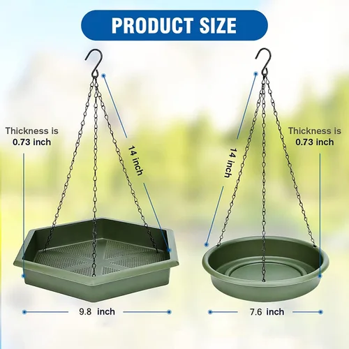 Vista 2 de Baño colgante para pájaros, 2 en 1 XL, comedero para pájaros y baño de pájaros para exteriores, comedero de agua para pájaros, bandeja