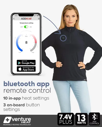 Vista 3 de Venture Heat Women's Bluetooth Heated Shirt with Battery Pack Included - App Control Thermal Long Sleeve 7.4V