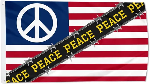 Vista 5 de Bandera estadounidense Stand For Peace Pray For World Peace Bandera de Estados Unidos Bandera de Estados Unidos Decoración Interior Exterior Bandera