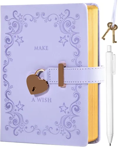 Vista 8 de Diario infantil de cuero sintético con candado y llave, agenda de viaje, agenda, cuaderno secreto de notas para mujer, 5.3 x 8.4 pulgadas, girasol
