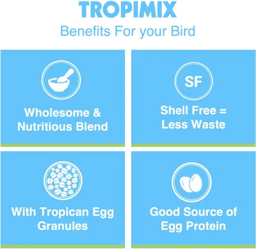 Vista 5 de HARI Tropimix - Alimento para pájaros para periquitos, canarios y pinzones, alimento para loros hagen con semillas, huevo, frutas y verduras, mezcla