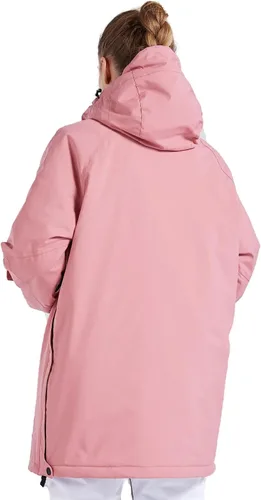 Vista 30 de Chaqueta anorak de esquí para mujer, impermeable, resistente al viento, cálido, para snowboard, abrigo de invierno con capucha