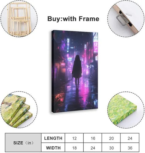Vista 2 de XAHOR Anime Vaporwave Wall Decor – Retro Neon Urban Landscape – Cyberpunk Night City Poster Canvas Poster Wall Art Decor Print Picture Paintings for