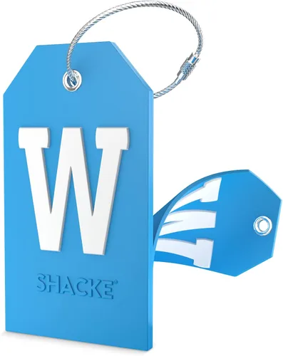 Vista 52 de Shacke Etiqueta de equipaje con inicial con cubierta de privacidad y lazo Verde azulado agua