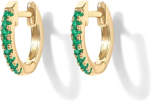 Vista 3 de PAVOI Aretes de plata de ley chapados en oro de 14 quilates Aretes de circonita cúbica para mujer Verde, granate, azul espinela, negro, piedras
