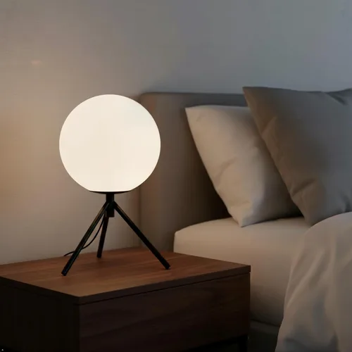 Vista 14 de Globe - Lámpara de mesa de noche, moderna lámpara de mesa de noche de cristal de mediados de siglo, lámpara de escritorio dorada para dormitorio, 1