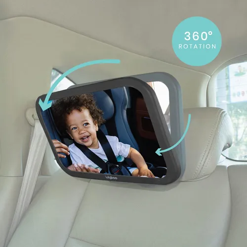 Vista 4 de Lulyboo Espejo grande para automóvil con rotación de 360 grados y correas ajustables, espejo trasero extra ancho para una conducción segura, se