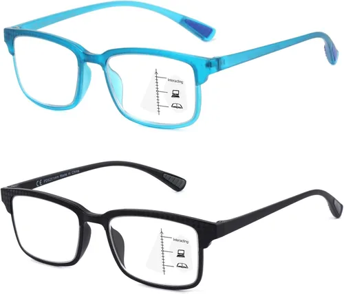 Vista 8 de CARA Premium 2 Pack Gafas de Lectura Progresivas Multifocales, Marco TR90 Ligero Anti-luz Azul para Computadora, Estándar para Rango de Distancia