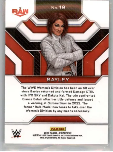 Vista 2 de 2023 Panini Prizm WWE Top Tier #19 Bayley Raw Wrestling Trading Card