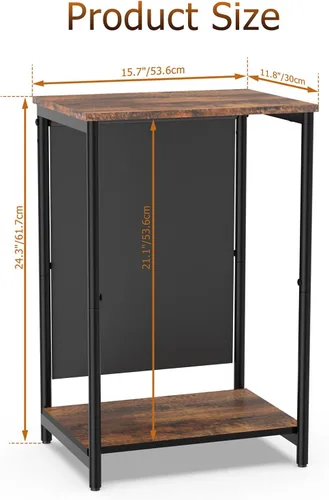 Vista 8 de Mesa auxiliar pequeña y estrecha, mesa auxiliar delgada con bolsillos de almacenamiento para espacios pequeños, sala de estar, dormitorio, sofá