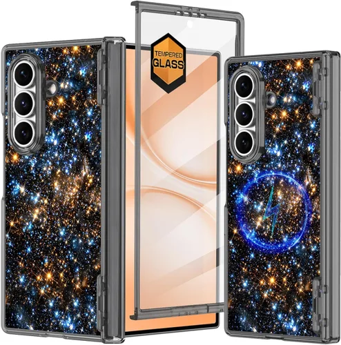 Vista 25 de Hekodonk Funda para Galaxy Z Fold 6, compatible con MagSafe, brilla en la oscuridad, protector de pantalla frontal, soporte, protección de bisagra