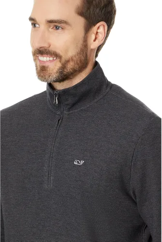 Vista 3 de vineyard vines Suéter con cremallera de un cuarto para hombre Negro azabache