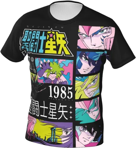 Vista 2 de Saint Anime Seiya - Camiseta de manga corta para hombre, suave, casual, unisex, cuello redondo, camiseta de entrenamiento