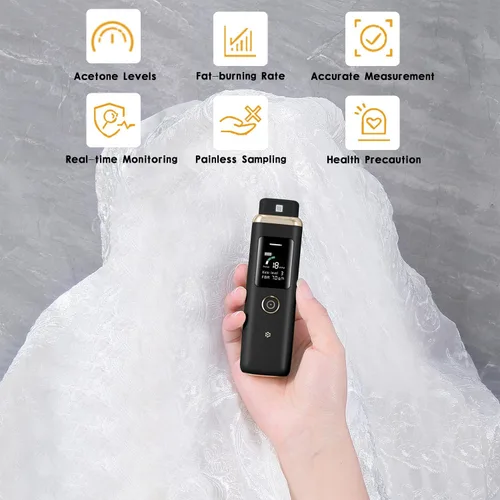 Vista 6 de Probador de aliento de cetona Medidor profesional de cetosis de respiración de alta precisión - Analizador portátil de monitor de respiración