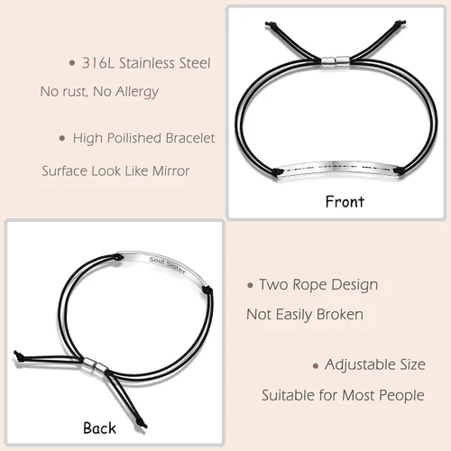 Vista 4 de SANNYRA Pulsera de código morse para hombres y mujeres, palabras secretas personalizadas con código morse de acero inoxidable, pulsera de cuerda
