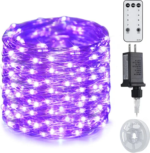 Vista 14 de JMEXSUSS VFairy Lights Luces de Navidad Enchufables Naranja Morado