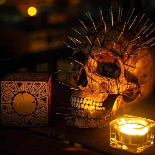 Vista 4 de Hellraiser - Caja de rompecabezas, configuración de lamentos, cenobites de Halloween con cabeza de alfiler para cosplay (estilo A)