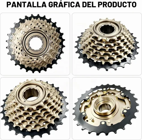 Vista 3 de 7-Speed Freewheel MF-TZ500-7 14-28T/14-34T for Bike Screw-on type for threaded hubs. Smooth shifting for MTB, commuter, folding, and touring