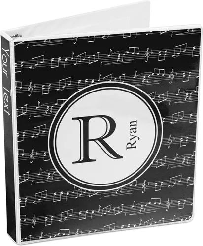 Vista 4 de Carpeta personalizada de 3 anillas con notas musicales, 1 pulgada, color blanco