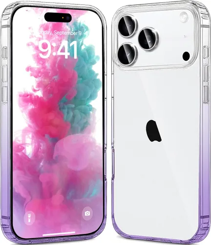 Vista 8 de JJGoo - Funda compatible con iPhone 17 Pro, funda transparente a prueba de golpes, funda protectora delgada con parte trasera de policarbonato duro