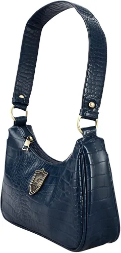 Vista 4 de Bolso de mano Ravenclaw Croco de Harry Potter con insignia de metal Azul Patchwork L