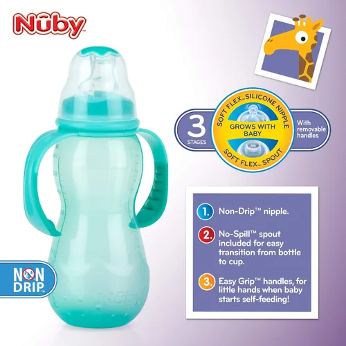 Vista 4 de Nuby Enfermera de cultivo de 3 etapas antigoteo, los colores pueden variar