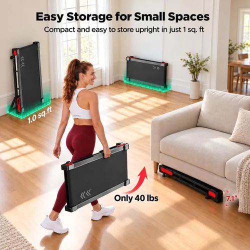 Vista 5 de Jogwell Walking Pad with 15% Auto Incline, Full-Deck Design Negro