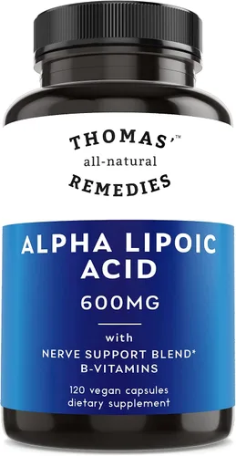 Vista 6 de Toms Remedies Suplemento de ácido alfa lipoico 600 mg de apoyo nervioso Cápsulas veganas con vitaminas B y una mezcla de apoyo nervioso, sin