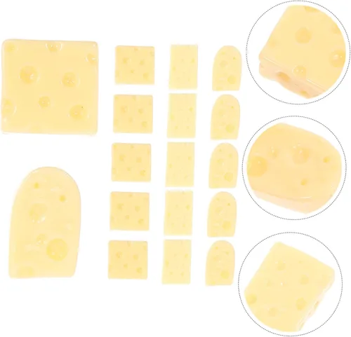 Vista 3 de Alasum 60 piezas de mini queso simulado de escritorio de juguetes artificiales para mini juguetes de comida falsos pasteles falsos alimentos queso
