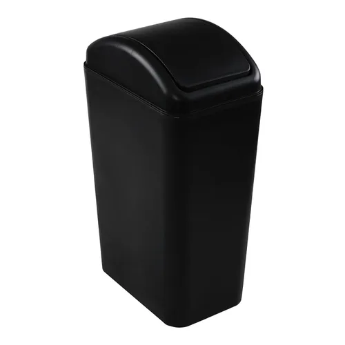 Vista 7 de Bote de basura de plástico delgado de 3.2 galones con tapa giratoria, bote de basura pequeño de 12 litros, color negro
