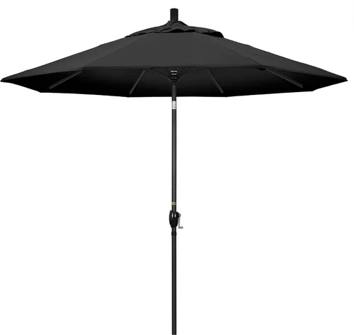 Vista 17 de California Umbrella Paraguas redondo de aluminio de 9 pies, manivela elevadora, botón de inclinación, poste negro, olefina beige antiguo