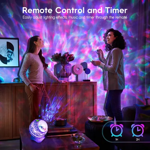 Vista 5 de [Usado] Rossetta Proyector de galaxia, proyector de estrellas para dormitorio, luces nocturnas para habitación de niños con ruido blanco, altavoz