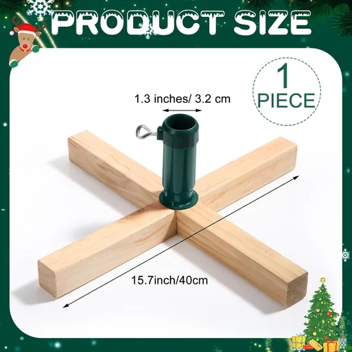 Vista 2 de Soaoo Soporte de madera para árbol de Navidad de 15.7 pulgadas de repuesto, base estable para árbol de Navidad, base para árbol de Navidad