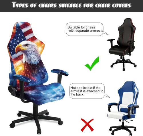 Vista 7 de Bald Eagle Gaming Protector for Students American Flag Stretchy Armrest Covers Patriotic Ergonomic Office Cover Dustproof Home & Dorm Room Decor