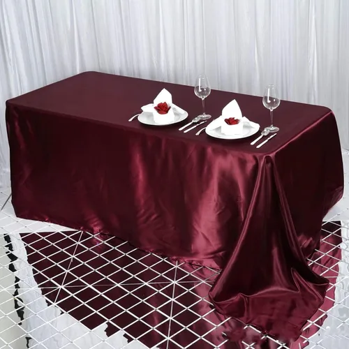 Vista 7 de BalsaCircle Mantel rectangular de satén beige de 90 x 132 pulgadas para mesa de boda, fiesta, recepción, eventos, cocina y comedor