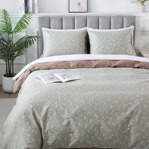 Vista 81 de HoneiLife Juegos de Fundas de Edredón Twin - Funda de Edredón Floral 100% Algodón, Juego de Ropa de Cama Transpirable de 2 Piezas con Cierre