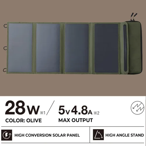 Vista 4 de ELECOM NESTOUT - Cargador de panel solar de 4 paneles + banco de energía para exteriores de 15000 mAh (beige)
