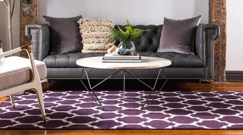 Vista 3 de Unique Loom Trellis Collection - Alfombra de área de Filadelfia, rectangular de 2 pies 2 pulgadas x 3 pies, color morado y marfil