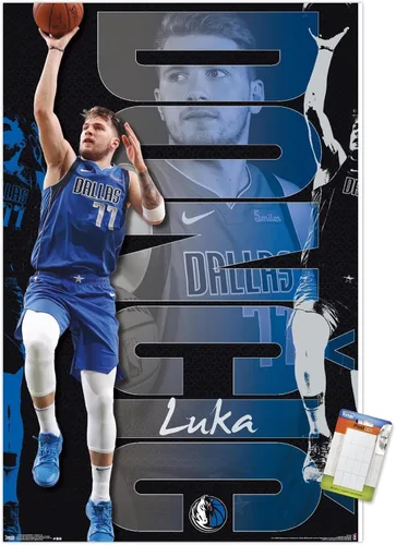 Vista 12 de Trends International NBA Dallas Mavericks - Póster de pared de Luka Doncic 19, 14.725 x 22.375 pulgadas, versión enmarcada de madera de granero