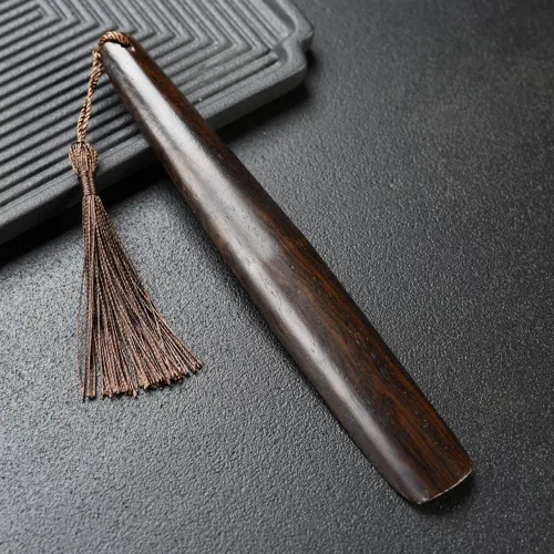 Vista 5 de Cuchara de té suelta de madera con borla de mango largo, cuchara de pala, cuchara de té chino, accesorios de ceremonia de té para sala de té, uso