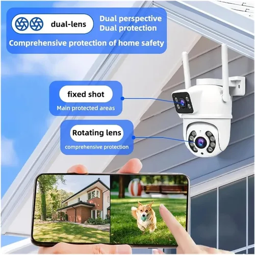 Vista 5 de Cámara de seguridad PTZ WiFi de doble lente de 8MP UK