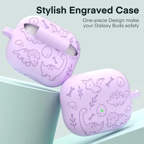 Vista 4 de Maxjoy Funda compatible con Samsung Galaxy Buds 3 Pro / Galaxy Buds 3 (2024), funda protectora de silicona grabada para Galaxy Bud 3 para mujeres