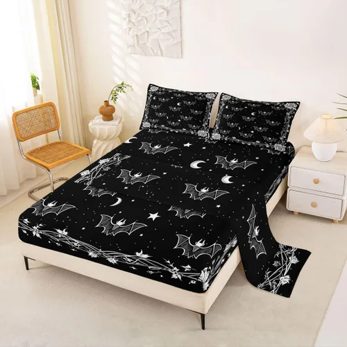 Vista 48 de Feelyou Cat Bed Sheets Set Twin Size Halloween Themed Bed Set Trick or Treat Deep Pocket Fitted Sheet Scaredy Cat Breathable Soft Lightweight