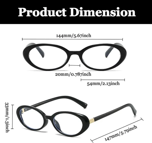Vista 3 de LJCZKA Lentes ovalados con bloqueo de luz azul para mujeres y hombres, pequeños anteojos ovalados para computadora, antifatiga ocular para leer